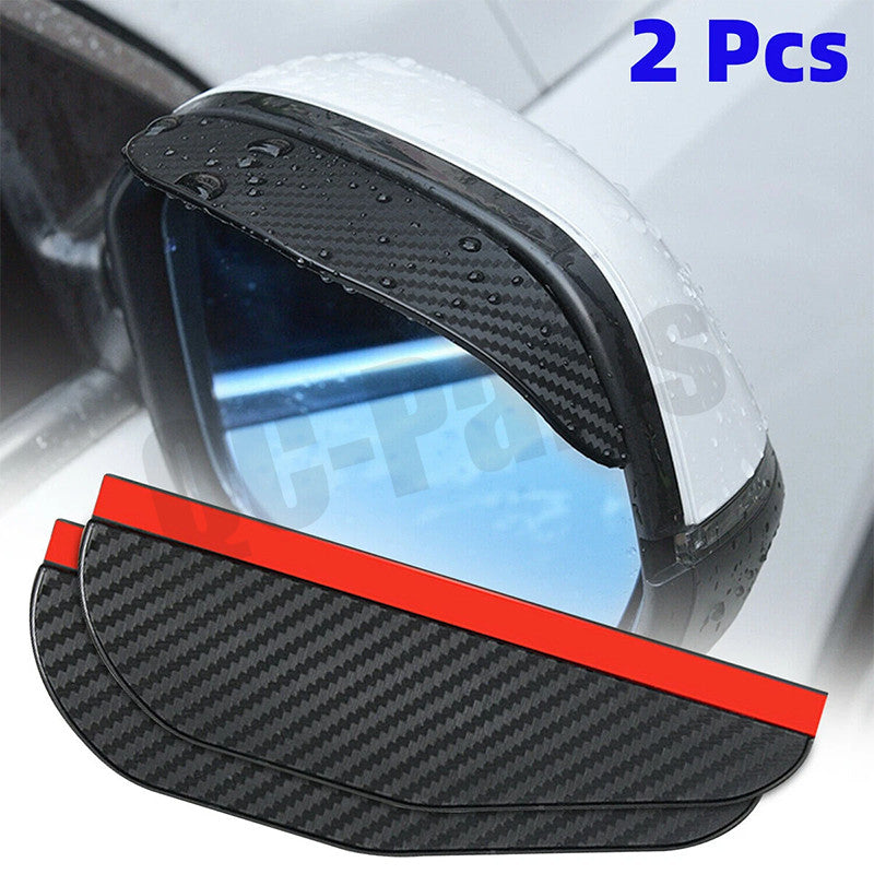 Black Carbon Fiber Car Mirror Rain Visor Guard Trim For Car Exterior Accessories