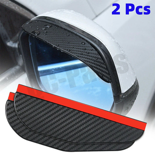 Black Carbon Fiber Car Mirror Rain Visor Guard Trim For Car Exterior Accessories