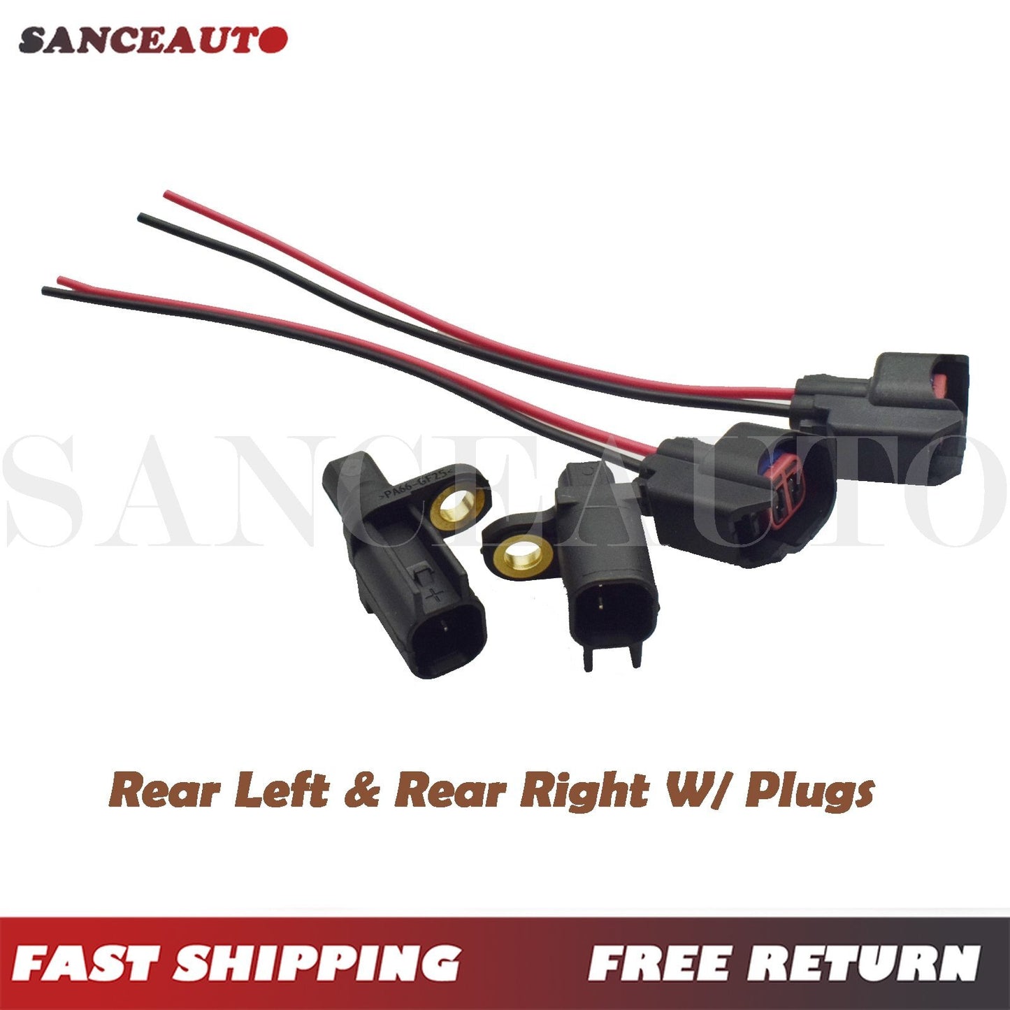 Rear ABS wheel speed sensor with connector 4-piece set suitable for Volvo C30, for Lincoln , for Jaguar - n