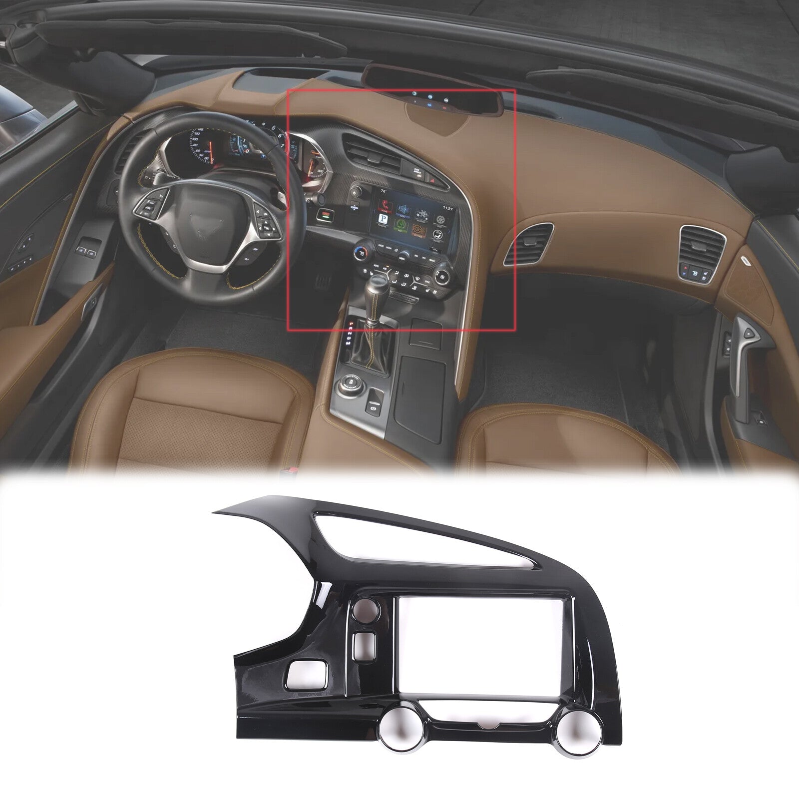 Gloss black dashboard GPS navigation display cover trim for C7 for Corvette 2014-2021 9- n