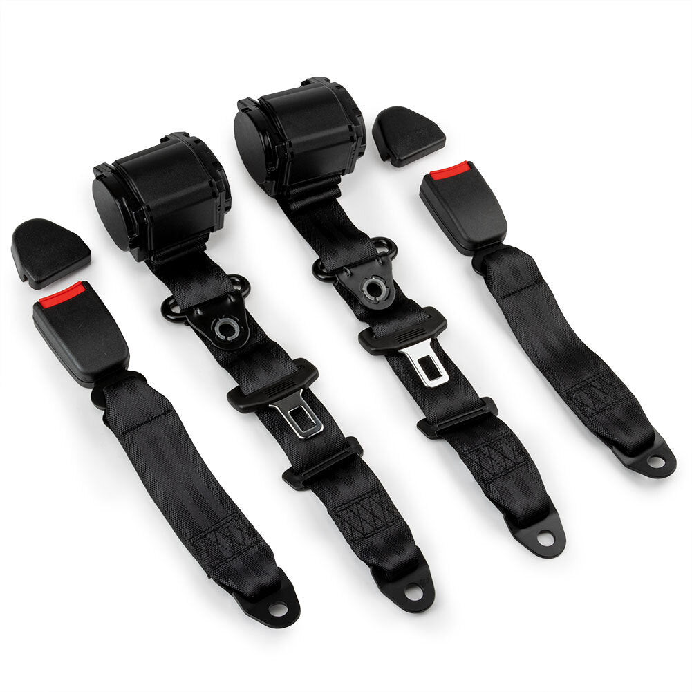 2Pack Universal Lap for Seat Belt 3 Point Adjustable Retractable Car Safety Belts