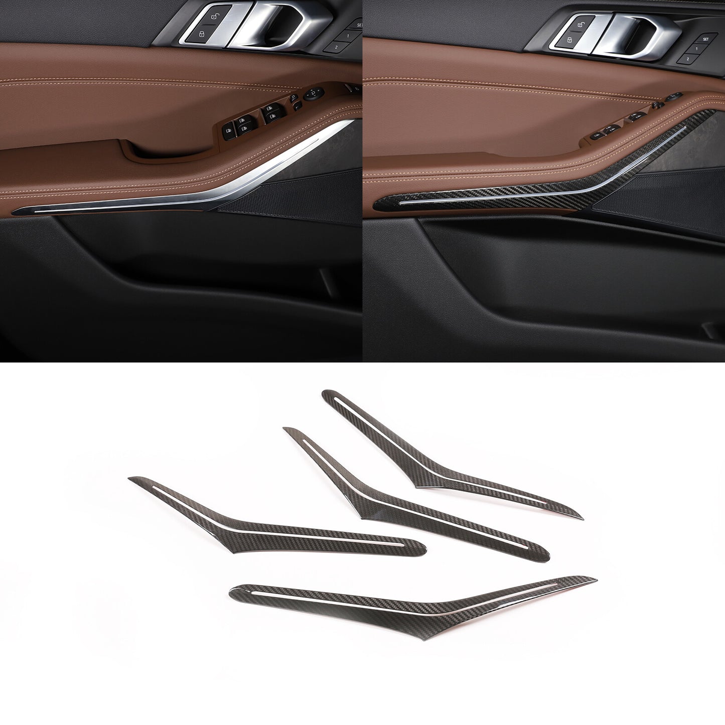 carbon fiber interior door handle panel covers suitable for X5, X7, G05, G07 (2019-22) n