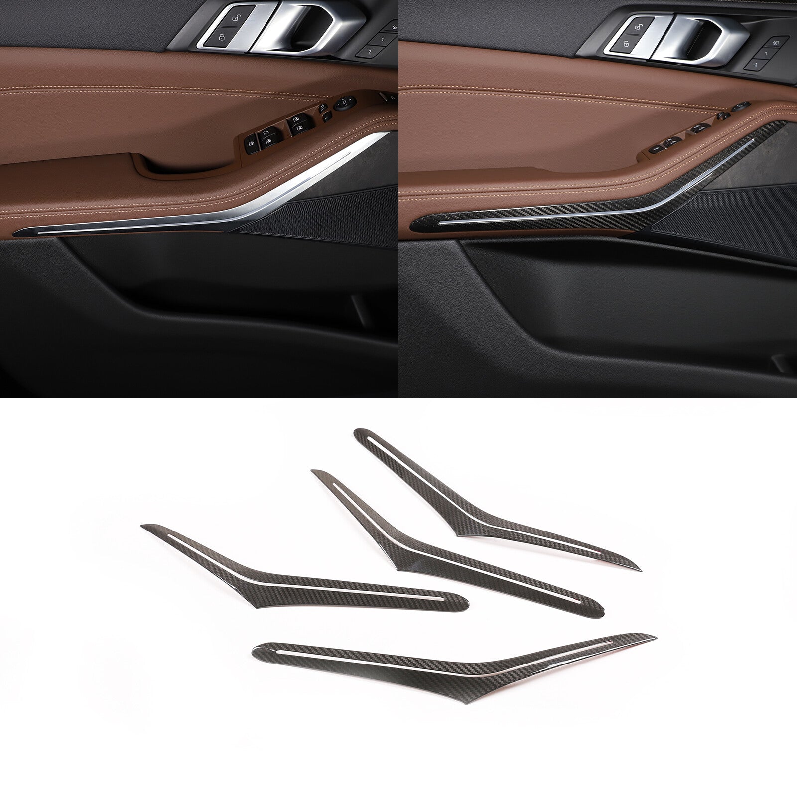 carbon fiber interior door handle panel covers suitable for X5, X7, G05, G07 (2019-22) n