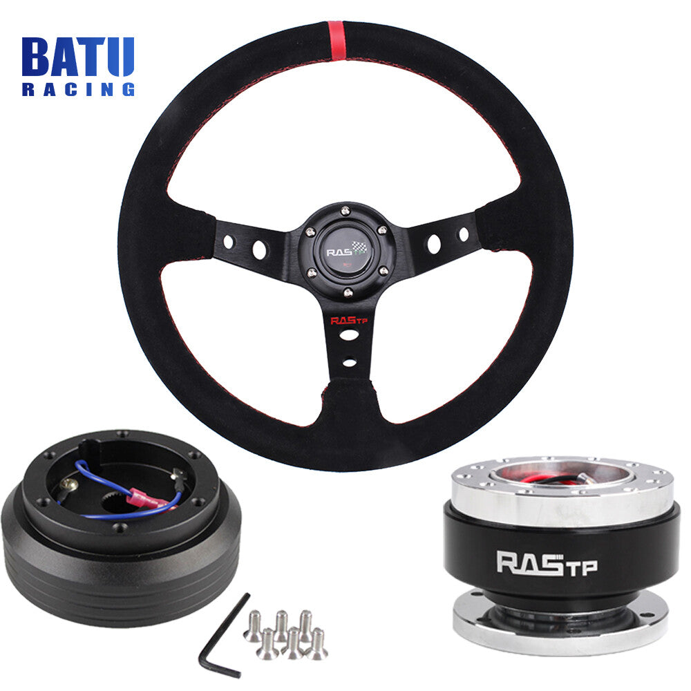 For 96-00 for Honda for Civic EK Short Hub Adapter+Suede Steering Wheel+Quick Release