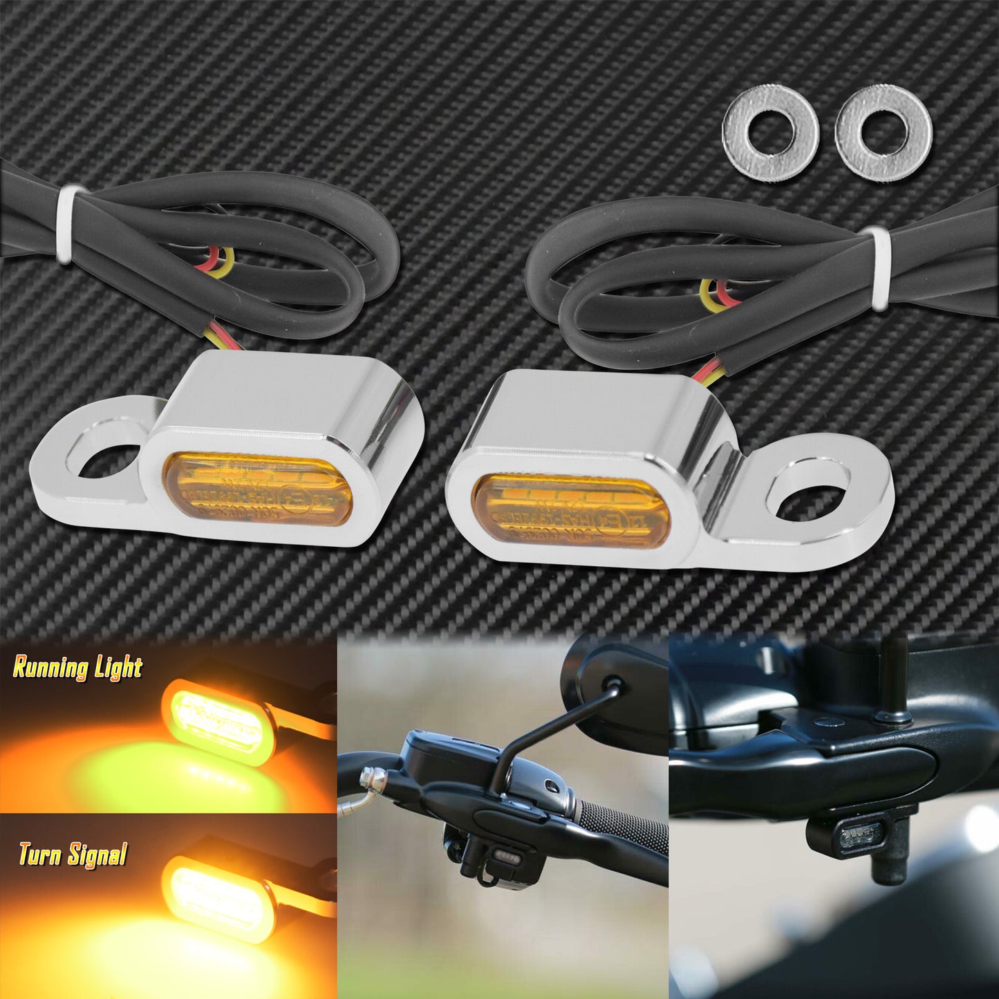 2X LED Turn Signal Indicator Amber Blinker Light Fit for Harley Touring Softail Q