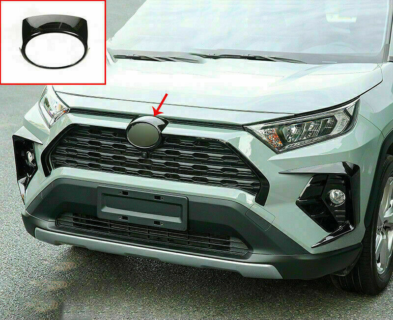 Black Front grille Logo Emblem Badge Frame Cover Trim for Toyota RAV4 2019-2024