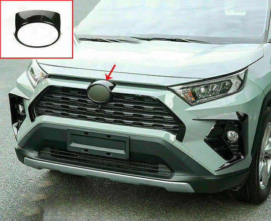 Black Front grille Logo Emblem Badge Frame Cover Trim for Toyota RAV4 2019-2024