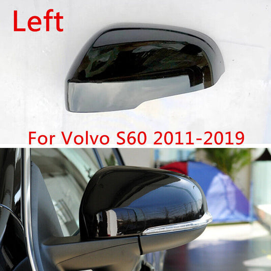 Black Left Side Rearview Door Mirror Cover Shell Cap Fit for Volvo S60 2011-2019