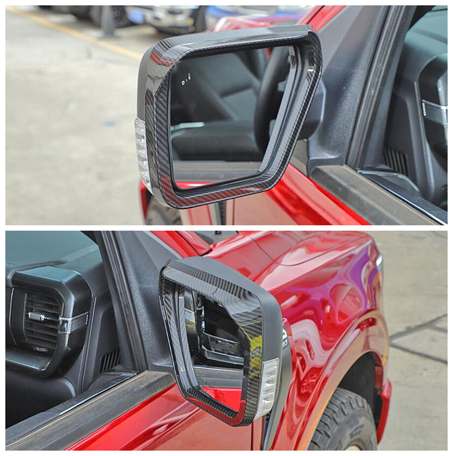 For 21-23 F150 Carbon Fiber Side Door Mirror Visor Molding Cover Trim v