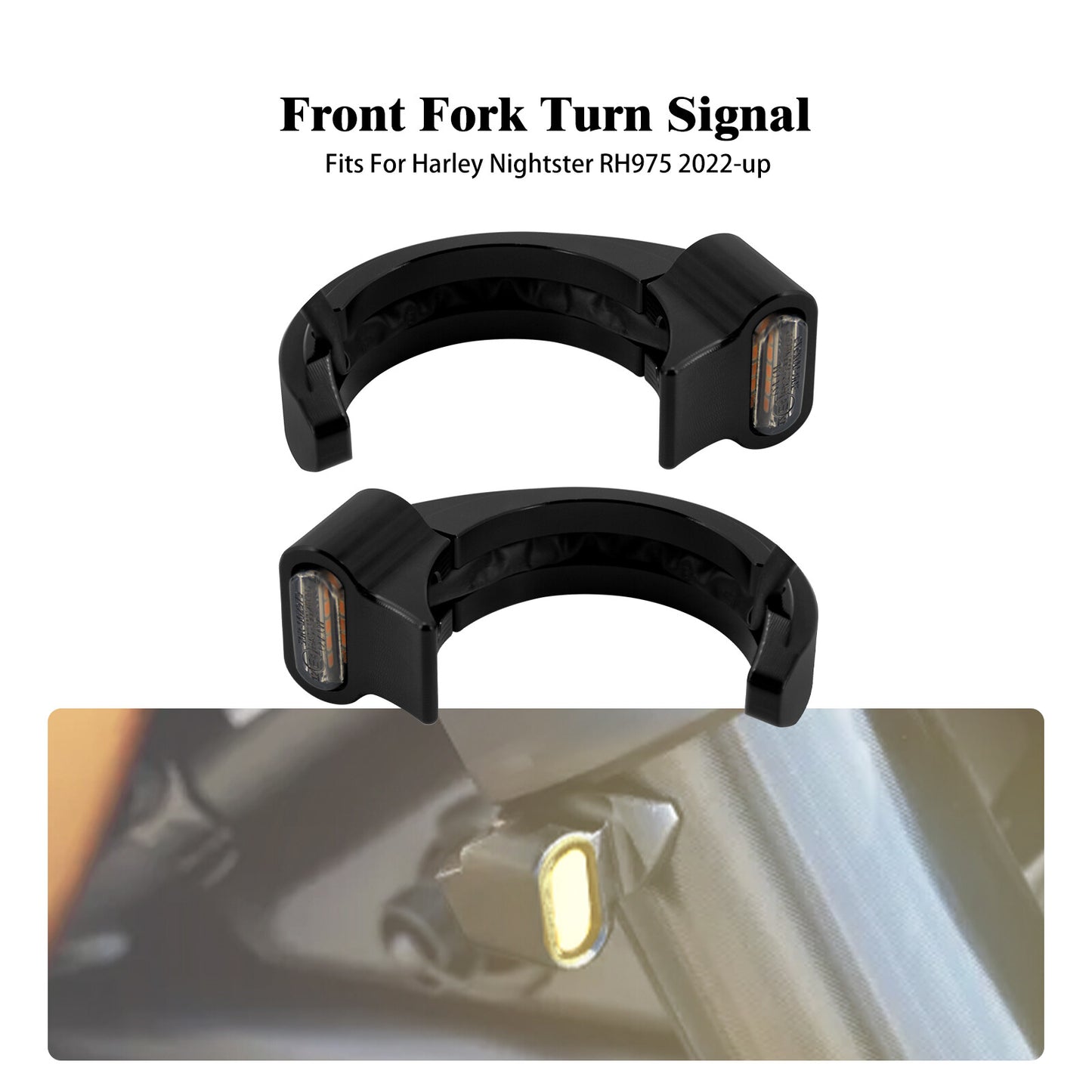Front Clamp Shock Absorber Turn Signal LED Light for Harley Nightster 975 22-25 Q
