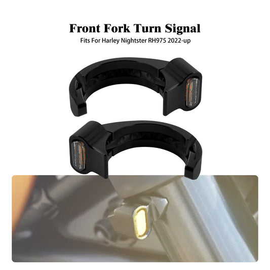 Front Clamp Shock Absorber Turn Signal LED Light for Harley Nightster 975 22-25 Q