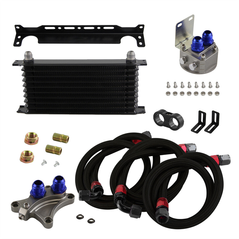 10 Row Trust Oil Cooler Kit for Nissan Silvia S13 S14 S15 180SX 200SX SR20DET BK