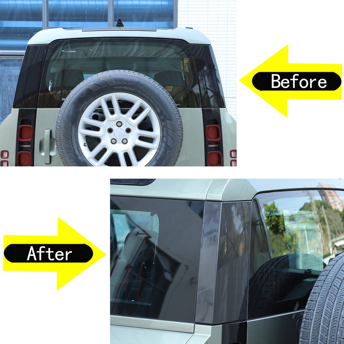 carbon fiber rear window side cover trim for Land Rover for Defender 2020 - 2024