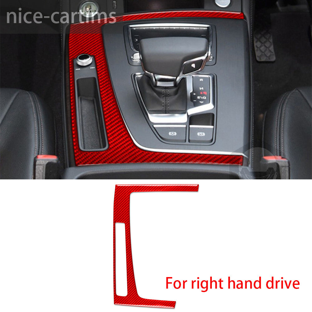for Audi Q5 Q5L 2018-23 RHD Central Control Gear Shift Box Trim Red Carbon Fiber