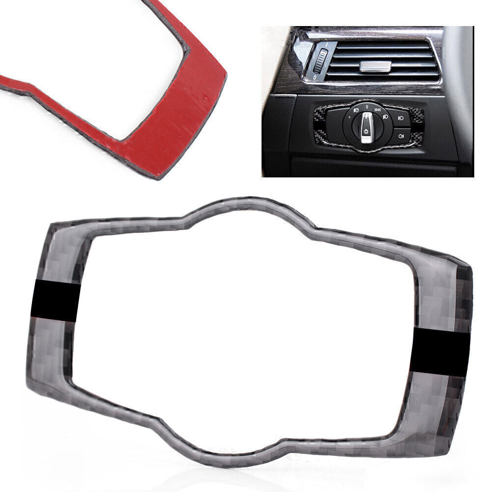 Headlight Switch Button Frame Decoration Cover Fit for BMW 3-Series E90 Carbon Fiber