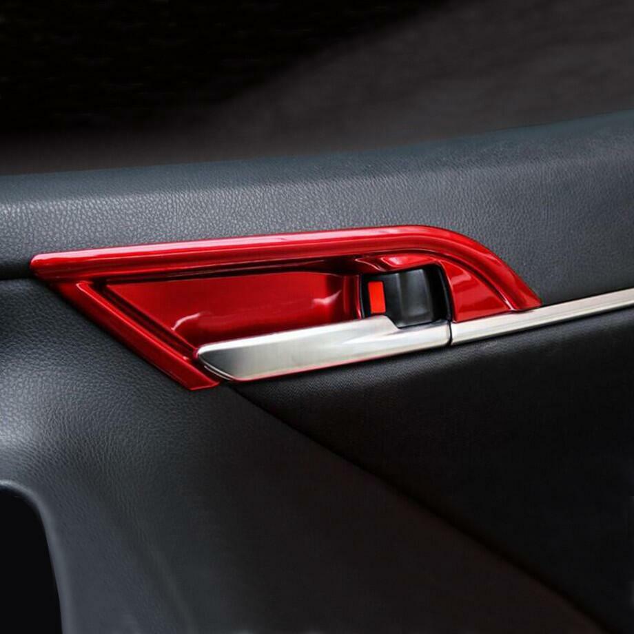 For 2018-2021 for Camry ABS Red Car Interior Door Handle Bowl Cover Trim 4PCS v