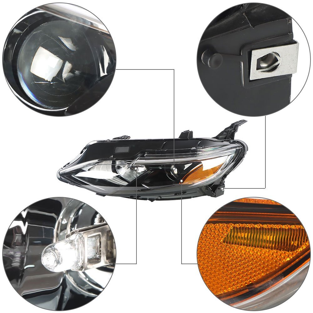 Headlight assembly kit for 2019-2020 Malibu driver's side transparent halogen headlights. n