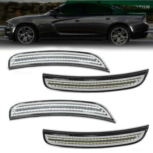 Suitable for 2015-2023 for Dodge charger white front and rear LED side marker lights smoked lens- v