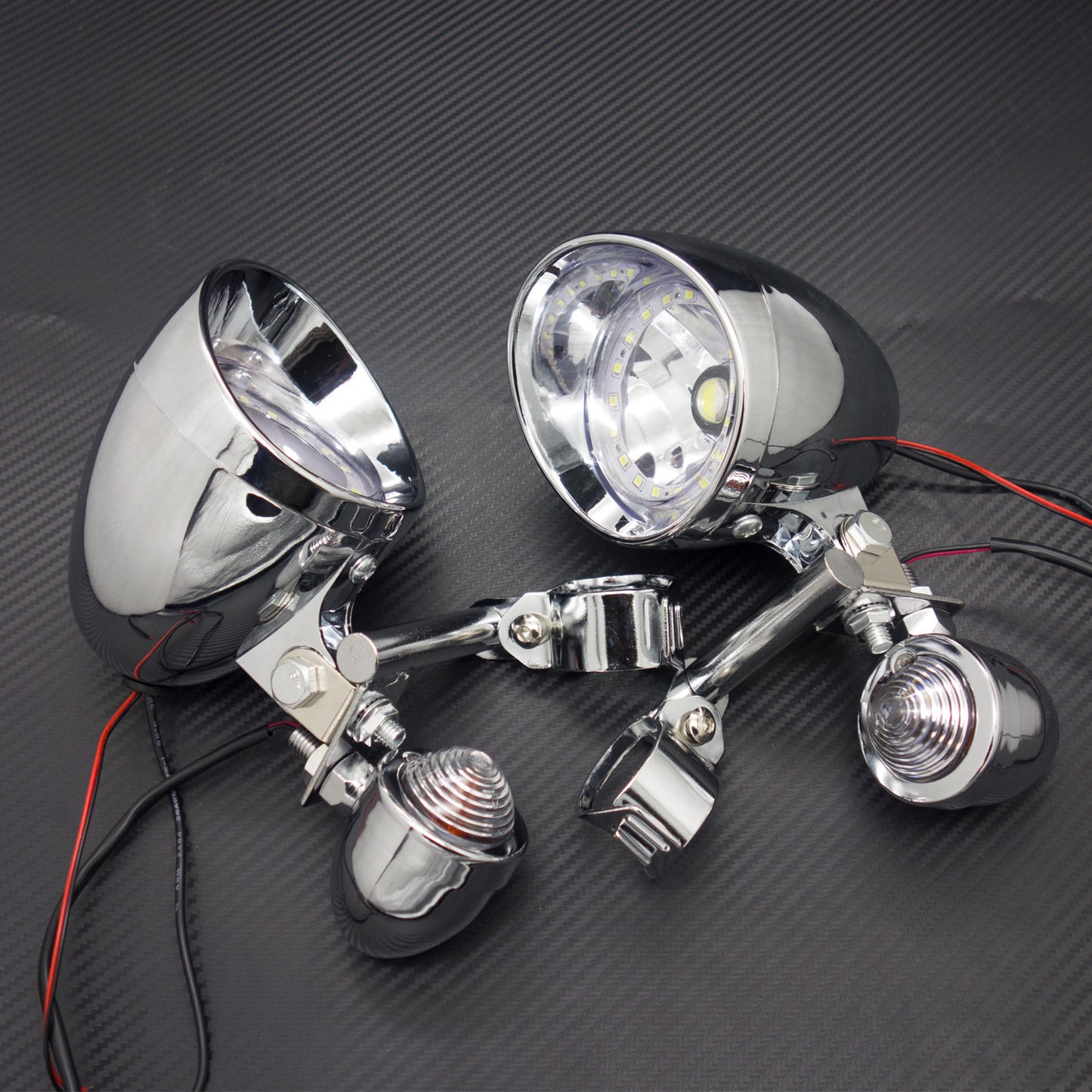 Chrome Bullet Turn Signal LED Driving Spot Fog lights Bar With White Angel Eye Q
