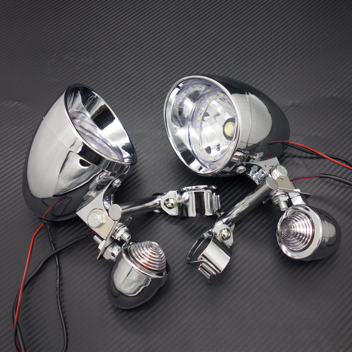 Chrome Bullet Turn Signal LED Driving Spot Fog lights Bar With White Angel Eye Q
