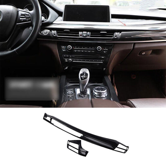 for BMW X5 F15 2014-18 ABS Carbon Fiber Central Console Instrument Strip Trim 2P