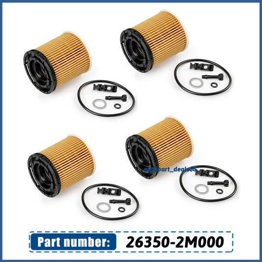 New 4Pcs Engine Oil Filter w/Seals for Kia Rio 1.6L Engine 26350-2M000 2019-2020 Q