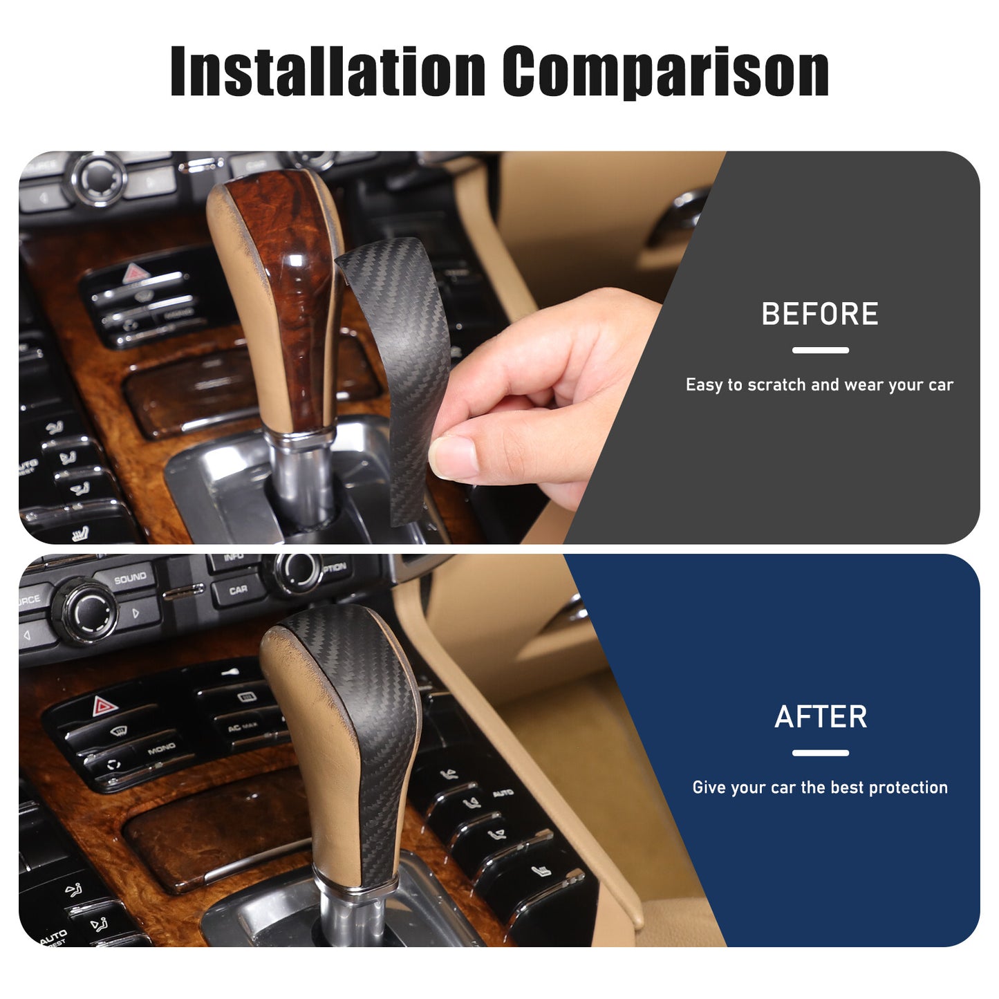 MATTE carbon fiber gear shift knife cover trim for Cayenne 958 2011-2017 n