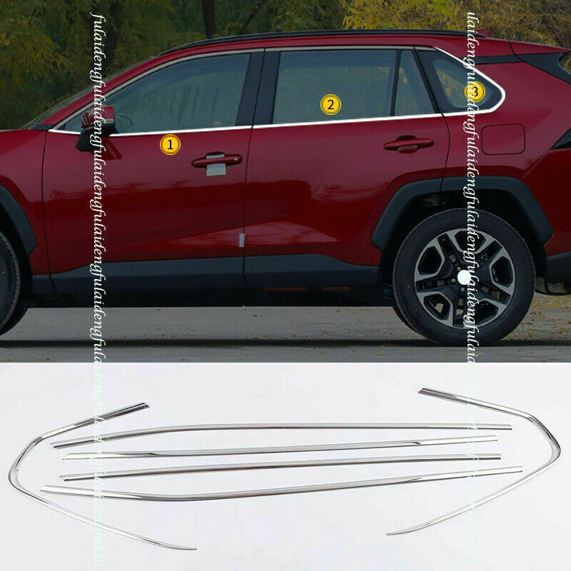 for Toyota RAV4 2019-2023 Chrome Lower Window Frame Sill Molding Cover Trims 6P