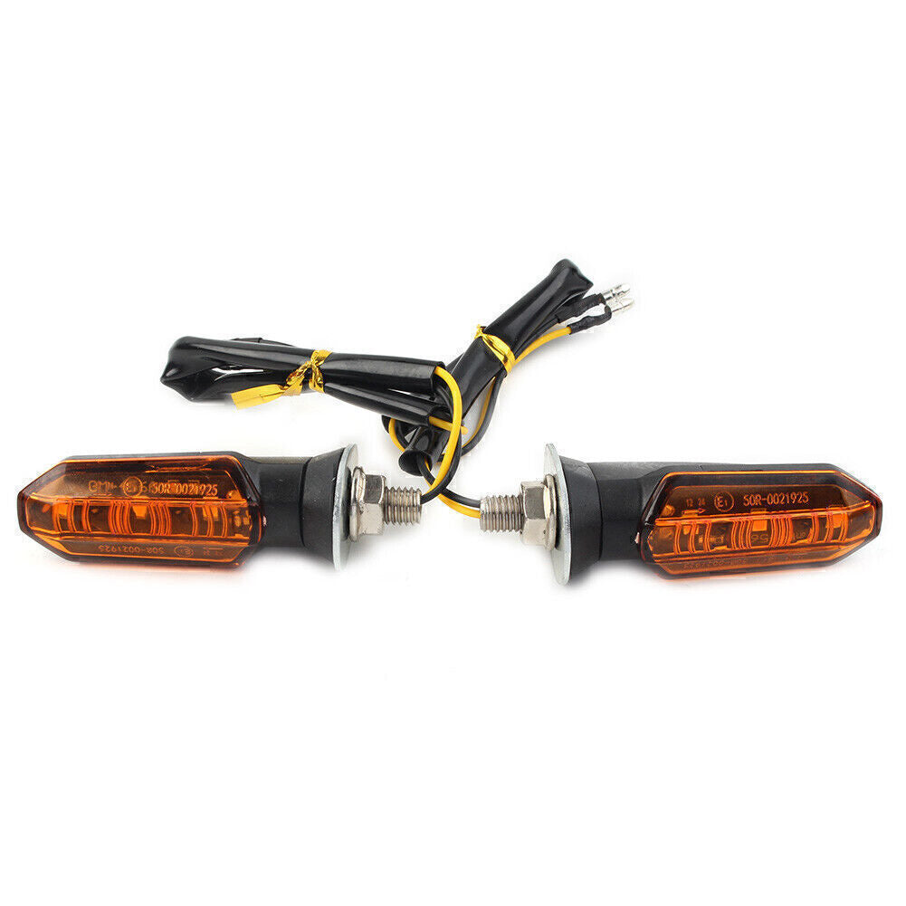 2X Universal Motorcycle LED Turn Signal Indicator Amber Blinker Light Dirt Bike Q