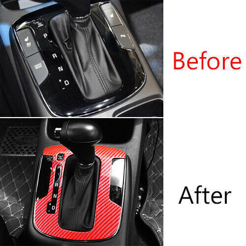 Inner Console Gear Shift Frame Cover Trim for Kia K3 2017-2018 Red Carbon Fiber