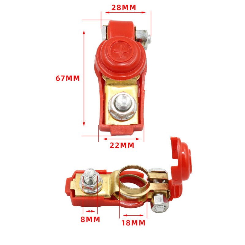 4-Piece Pack of Battery Clamp Terminal Connectors for Cars, RVs, Trucks, and Boats - Pure Copper Pins