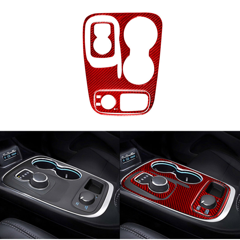 Red Carbon Fiber Gear Shift Panel Frame Cover Trim for Dodge Durango 2014-2020