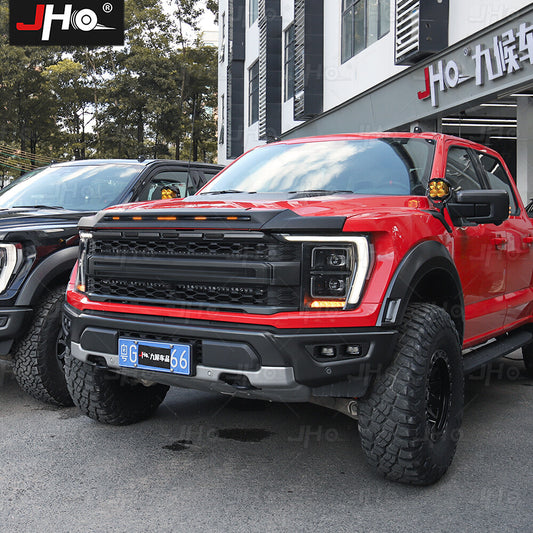 With LED Light Front Bug Shield Hood Deflector Guard for Ford F150 2022+