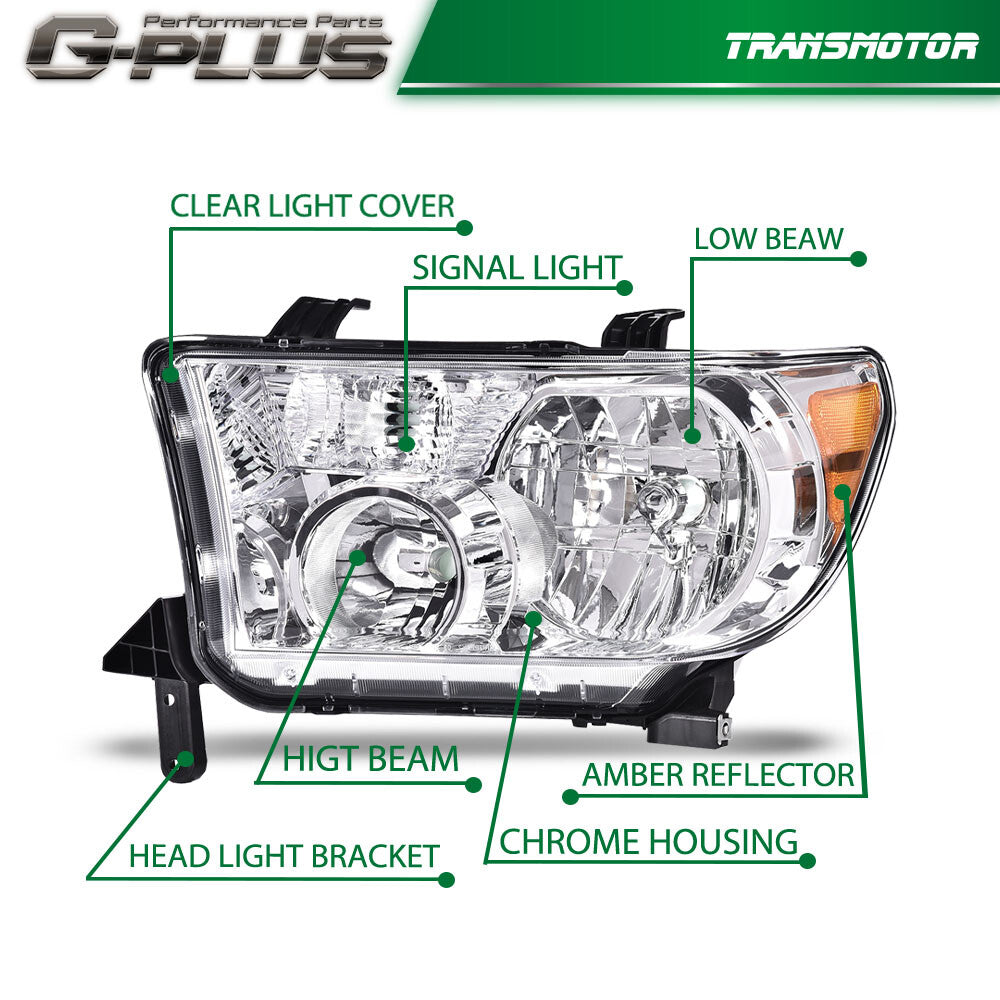 Amber Corner for CHRome Headlights Fits 2007 - 2013 for Tundra 2008 - 2017 Sequoia - v