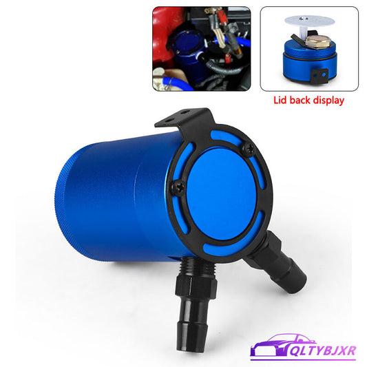Turbo Compact Baffled 2 Port Oil Catch Can Tank Air Oil Separator Aluminum Blue