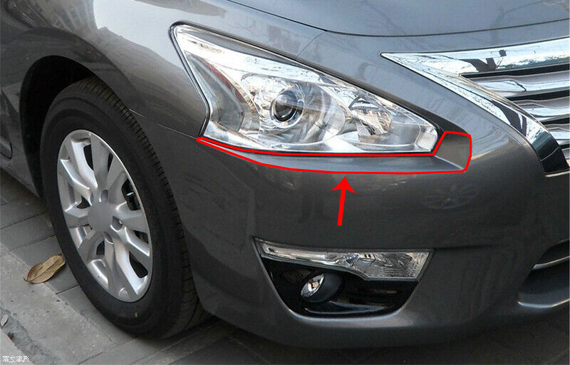 2PCS Chrome Front Headlight Lamp Eyebrow Trim For Altima Teana 2014-2015 n