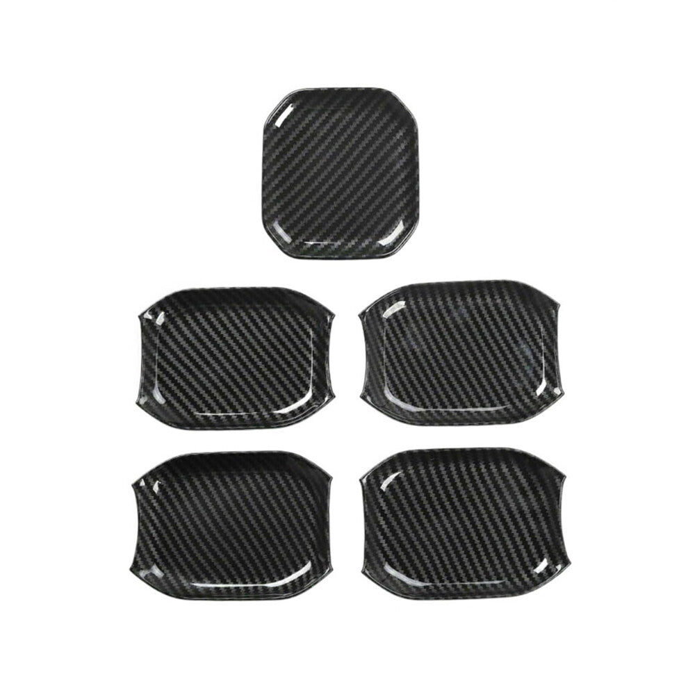 5Pcs Carbon Fiber Look Door Handle Bowl Trim for Jeep for Wrangler JL JT 2018-2024