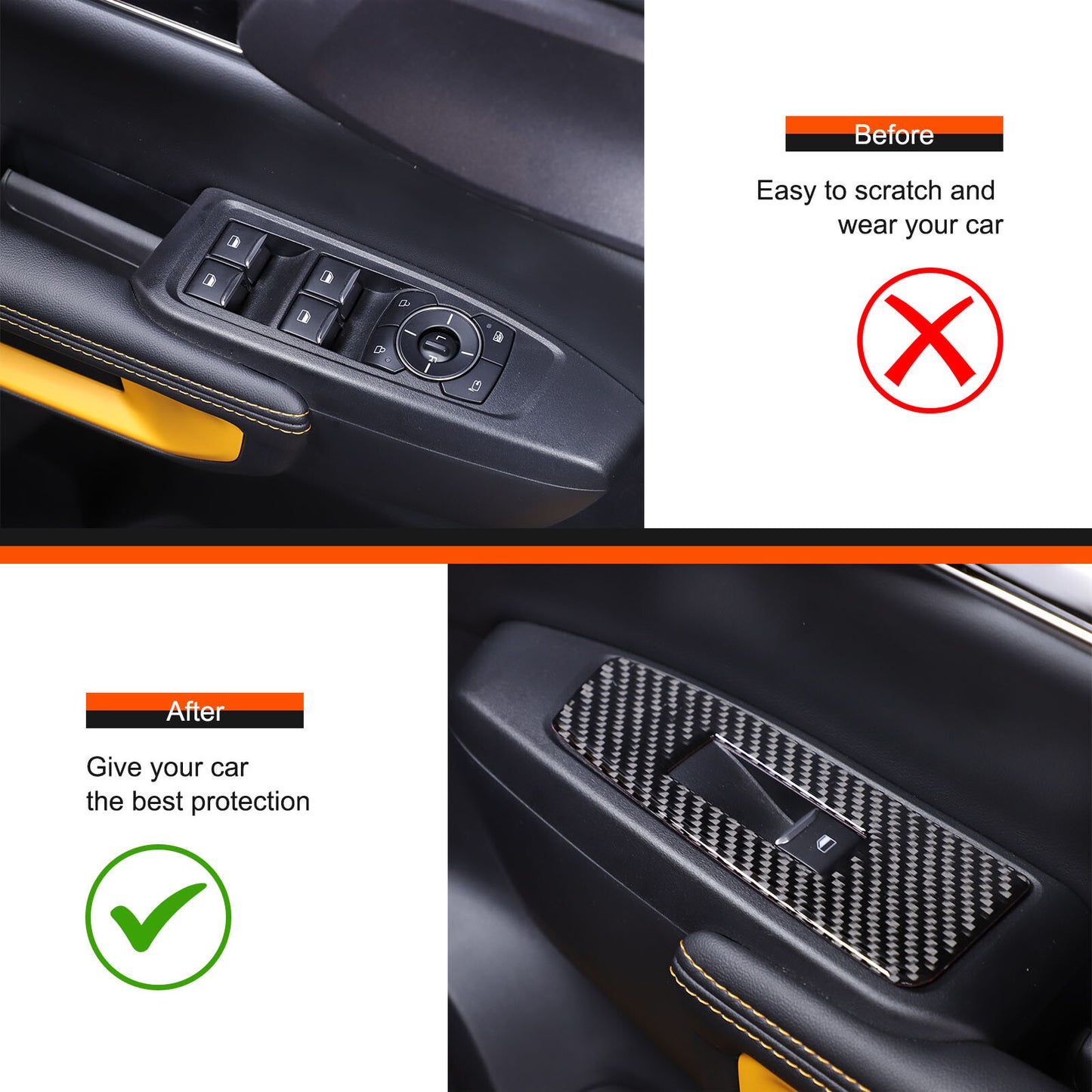 Decorative sticker for power window control panel cover suitable for Ranger 2023 - 2024 n