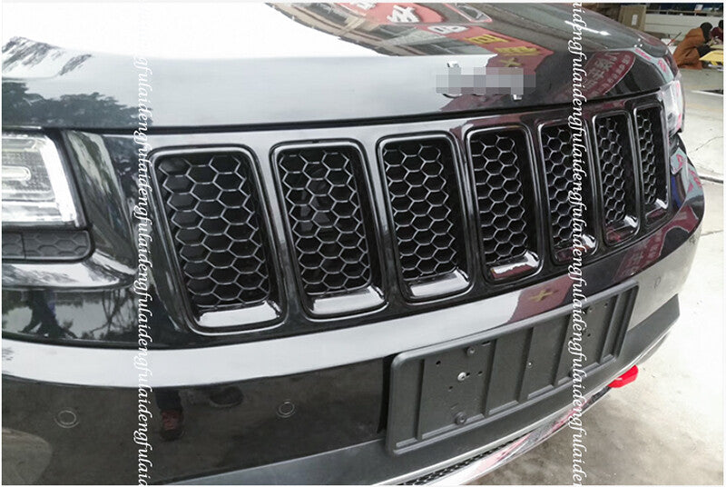 for Jeep Grand Cherokee 2014-16 Black Front bumper Center Mesh Grille Cover Trim