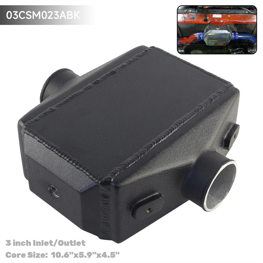 Universal Liquid to Air Intercooler 10.6x5.9x4.5 3 Inlet/Outlet Aluminium