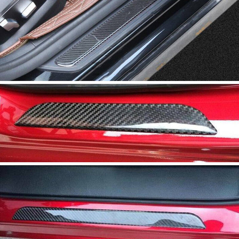 4-Piece Car Carbon Fiber Front and Rear Door Window Sill Protector Panel Protector Strip Kit n