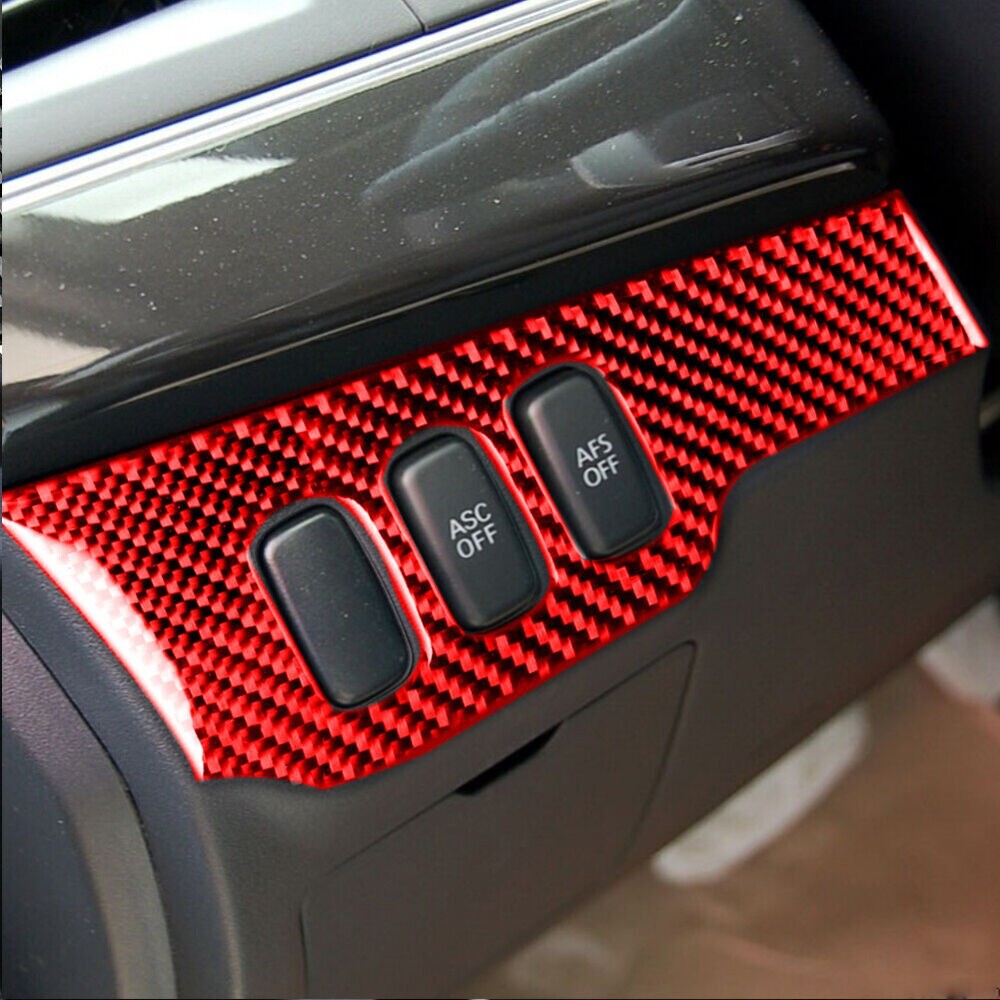 Carbon Fiber Light Control Panel Cover Trim For Lancer 2008-2015 Red. n