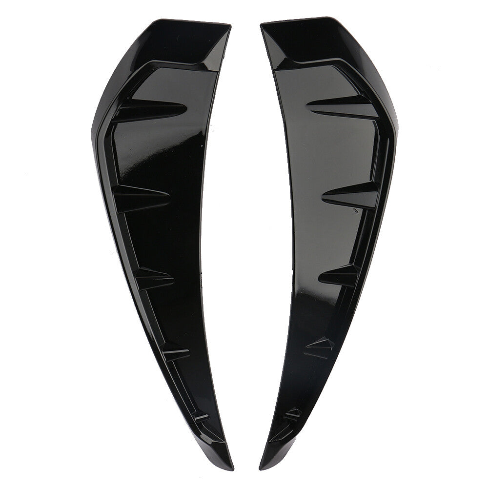 A pair of gloss black automotive exterior side fender vent covers and trim pieces - universal