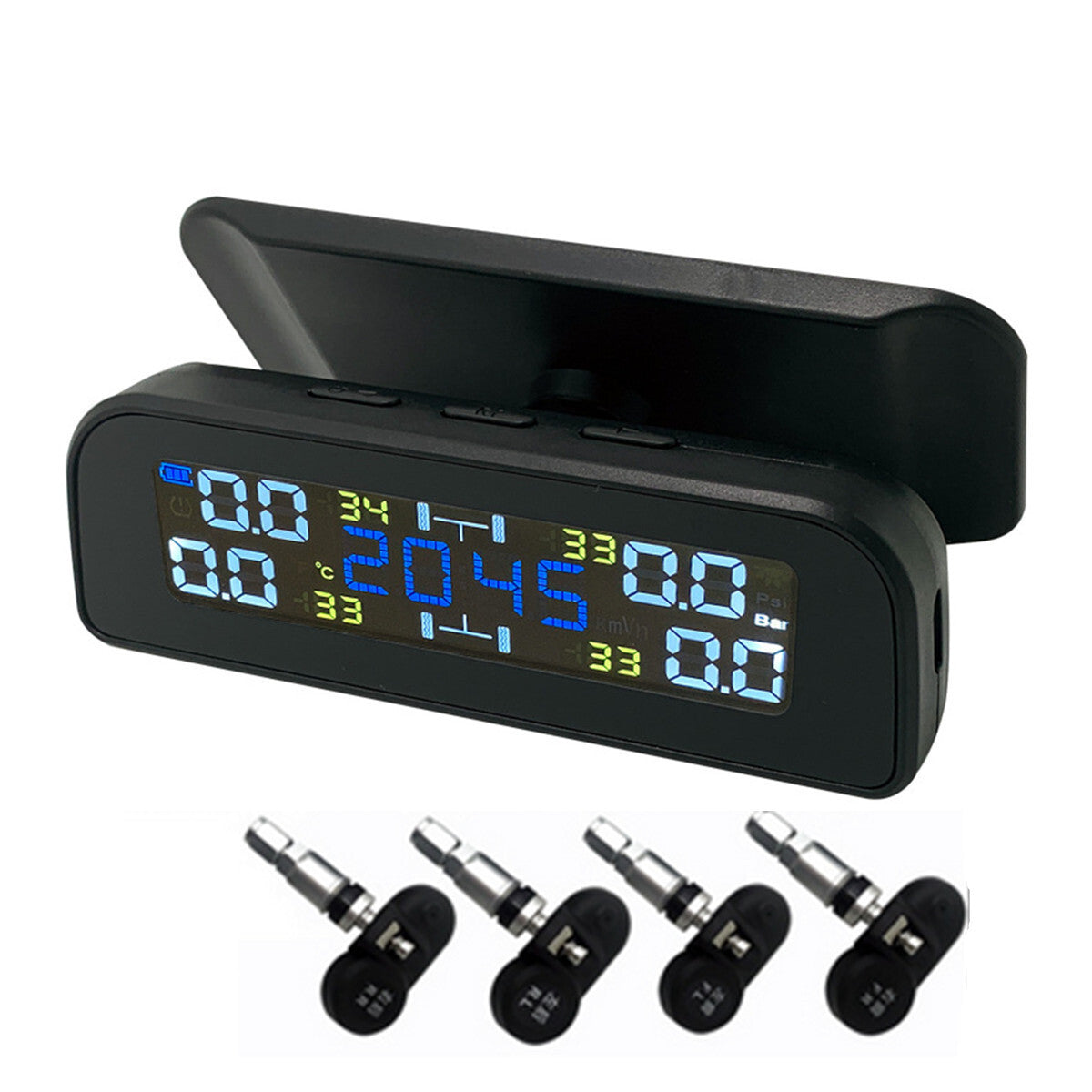 Wireless TPMS Tire Pressure Monitor System 4 Interior Sensors For RV Truck car