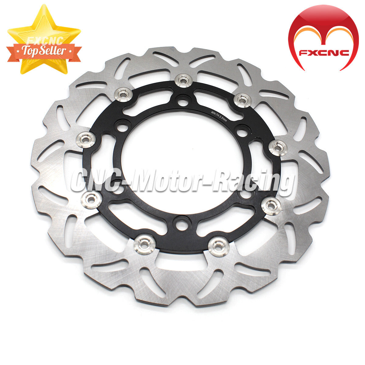 CNC motorcycle front floating brake disc rotor for Honda CBR150R 2000 - 2003, black.