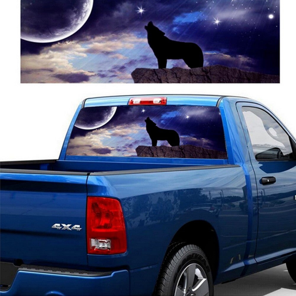 Car Pickup Rear Window Decor Decal Howling Wolf Pattern Sticker Universal Hot n