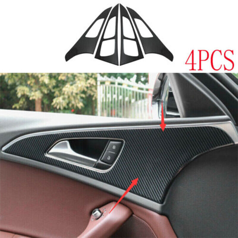 4P Carbon Fiber Look Door Handle Panel Frame Molding Trim for Audi A6 2012-2018
