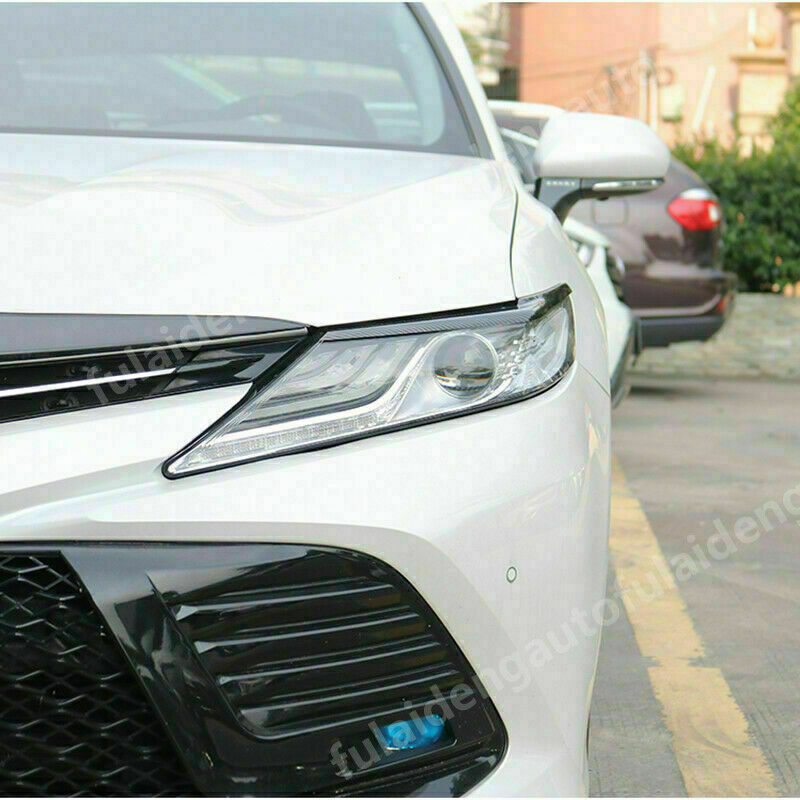 2P Carbon Fiber Headlight Eyelid Cover Eyebrows Trim for Toyota for Camry 2018-2022