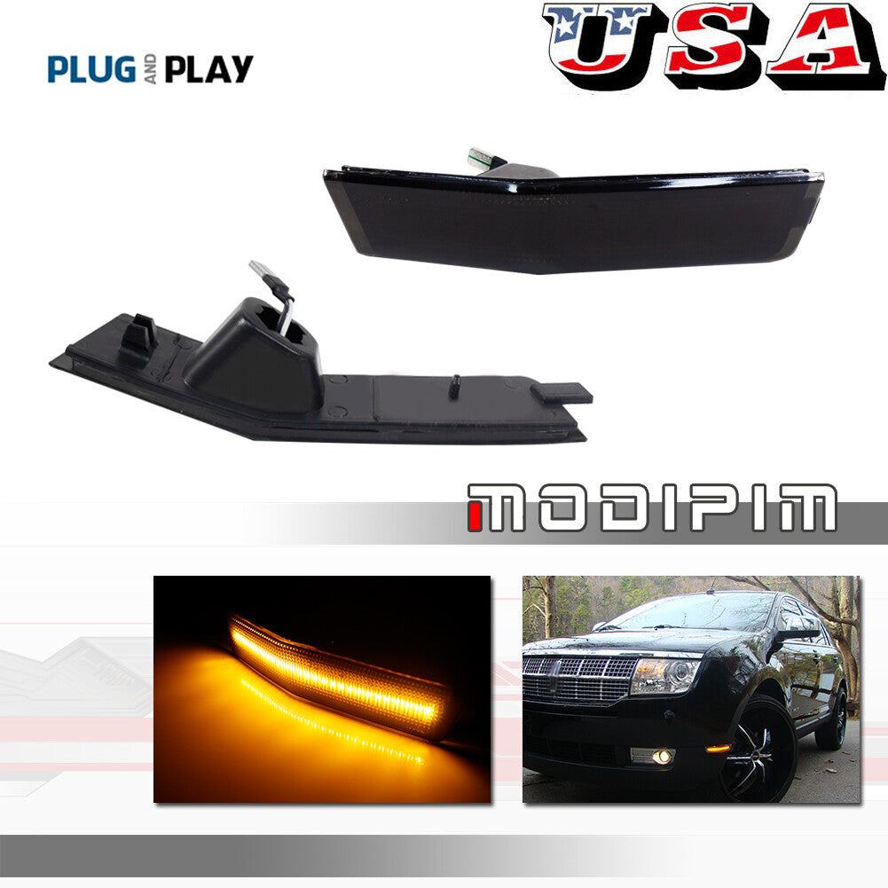 Smoked lens with amber LED front marker light suitable for 2007-2010 for Lincoln MKX- v