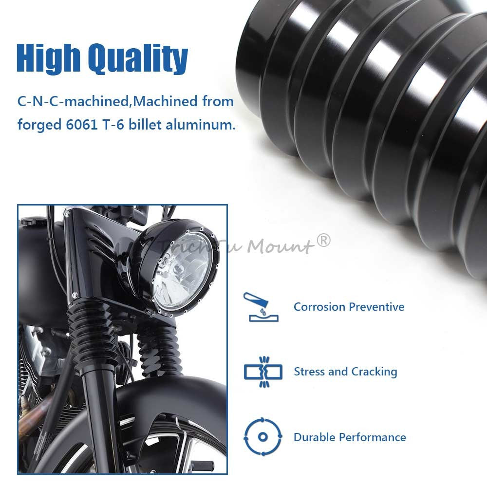 2x Metal Black Upper Fork Boot Slider Cover for Harley Heritage Softail Fat Boy Q